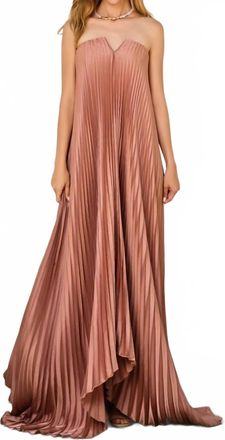 Dress Forum Pleated Maxi Column Dress In Hazel