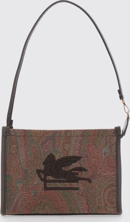 Etro Mini borsa a spalla in cotone spalmato Paisley con dettagli in pelle di vitello