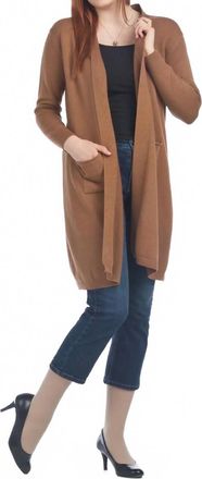 Papillon Long Sleeve Pockets Cardigan In Camel