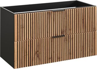 Vente-Unique Mueble suspendido bajo lavabo - Natural claro y negro - 80 cm - MADELA