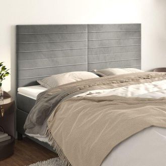 vidaXL Cabeceros 4 Unidades De Terciopelo Gris Claro 90x5x78/88 Cm Vidaxl