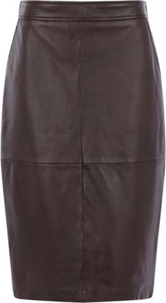 Max Mara Hammered Leather Pencil Skirt - Dames - Kokerrokken - Bruin - L - Leer - Rokken