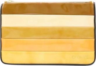 Chanel Pre-owned Patent Leather Clutch Bag - Dames - Vintage Clutch - Geel - ONE Size - Vintage