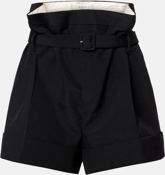 Saint Laurent Belted mohair and wool shorts