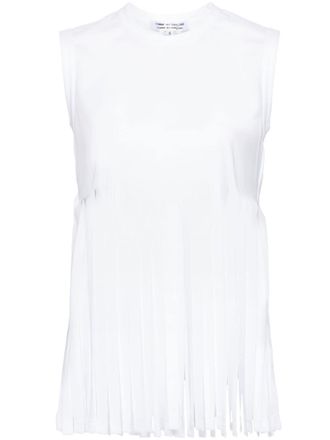 Comme Des Gar&ccedil;ons fringed jersey tank top - White