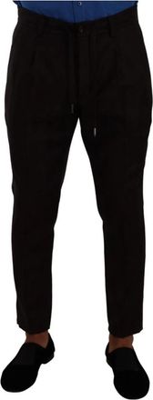 Dolce & Gabbana Bourgondische Wollen Jogger Broek - Heren - Slim Fit Broeken - Bruin - M - Wol - Broeken