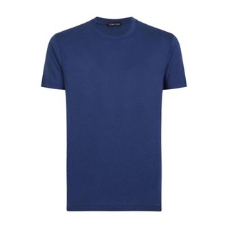 Tom Ford T-Shirts, male, Blue, Size: M Lyocell Cotton Crew Neck T-Shirt