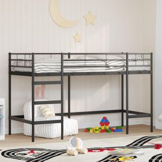 vidaXL vidaXL Struttura del letto loft per bambini Nero 90 x 190 cm Acciaio