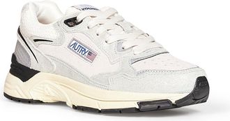Autry Womens Sneakers Hyperway White-Silver Grey Calf Leather Trainers