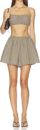 Enza Costa Japanese Short In Brown Plaid