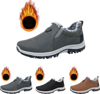 Generic Hiking Ankle Shoes Mens, Mens Winter Shoes Ankle Lightweight Walking Boots With Soft Fleece Lined Waterproof Slip On Snow Booties Non-Slip Outdoor Tre