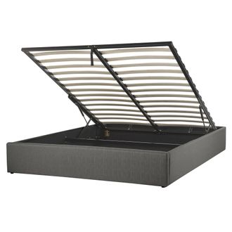 Beliani Cama Con Somier De Poli&eacute;ster Gris Oscuro 160 X 200 Cm Sin Cabecero Almacenaje Dinan