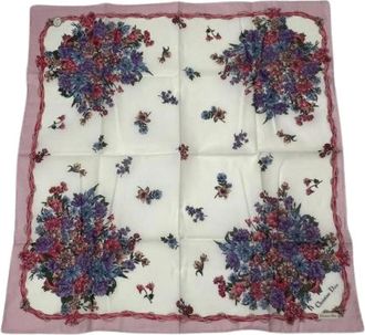 Dior Pre-owned Scarves, female, Multicolor, Size: ONE SIZE Pre-owned Vintage Silk Scarf