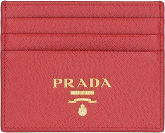 Prada Wallets & Cardholders, female, Red, Size: ONE SIZE Leather Card Holder