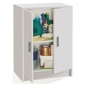 Dmora Armario Multiusos Con Dos Puertas Batientes Y Balda Regulable En Altura, Color Blanco, Medidas 59 X 80 X 37 Cm, Con Embalaje Reforzado - Dmora