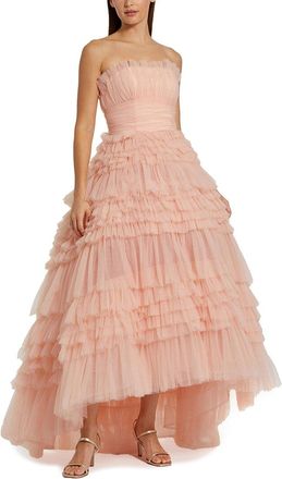 Mac Duggal Strapless Tulle Ruffle Gown