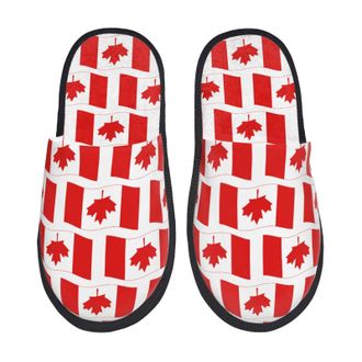 Generic House Shoes Canada Print Portable Home Slippers Comfortable Plush Ladies Slippers Winter Guest M