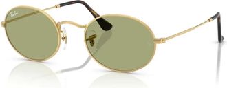 Ray-Ban Vintage Ovale Zonnebril met Platte Glazen Lenzen - unisex - Zonnebrillen - Geel - 51 MM - Accessoires