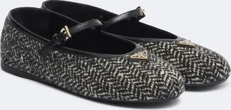 Prada Chevron tweed Mary Jane ballet flats