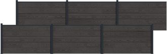 vidaXL Panel De Valla 6 Pcs Wpc Y Aluminio Negro Vidaxl