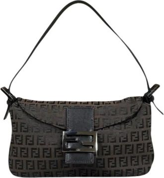 Fendi Pre-owned Shoulder Bags, female, Brown, Size: ONE SIZE Pre-owned Vintage Canvas Shoulder Bag