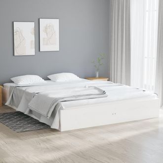 Berkfield Home Bed Frame White Solid Wood 140x190 cm