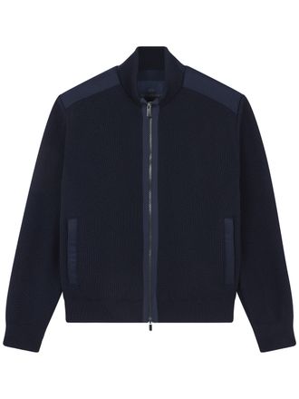 Paul & Shark Ribbed Wool Jacket With Quilted Back Panel And Zip Closure
