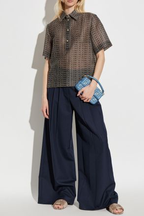 Fendi Shirt With Decorative Pattern, Womens, Brown