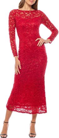 Marina Rossini Sequin Lace Long Sleeve Gown in Red at Nordstrom Rack, Size X-Large