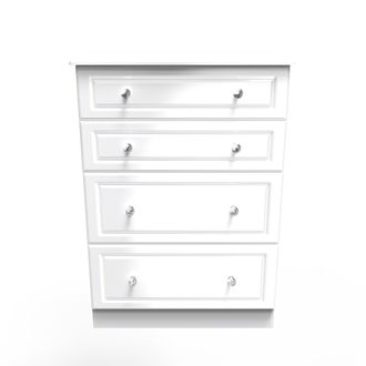 Welcome Furniture Clarence Ready Assembled 4 Drawer Deep Chest in White Gloss & White - Welcome Furniture | TJ Hughes