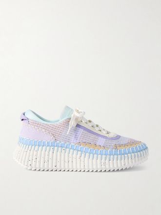 Chloé Sneakers In Camoscio E Mesh Con Ricami Nama - Viola