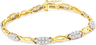 House of Brilliance 10K Yellow Gold 1.00 Cttw Round-Cut Diamond Spiral Link Bracelet at Nordstrom