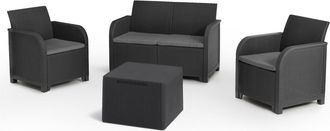 Keter Conjunto 2 Sillones + Sof&aacute; + Contenedor Rosalie Lounge Antracita