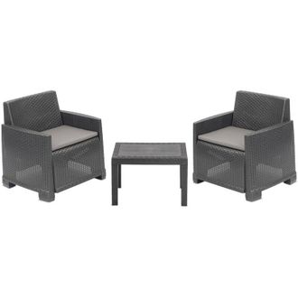 Dmora Set Salotto da Esterno Rosta, Salottino Outdoor 2 Posti, un Tavolino Made in Italy, Grigio Antracite