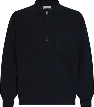 Roberto Collina Zip Polo Comfort - Heren - Vesten met rits - Blauw - XL - Wol - Hoodies & sweatvesten