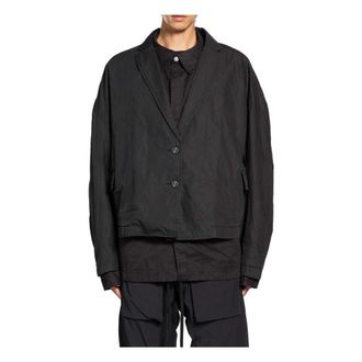 Thom Krom Light Jackets, male, Black, Size: L Black Lurex Cotton Canvas Jacket