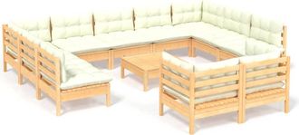 vidaXL Muebles De Jard&iacute;n 12 Piezas Cojines Madera Maciza De Pino Vidaxl