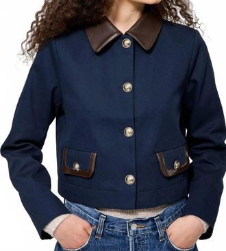 French Connection Contrast Trim Two Pocket Jacket In Marine