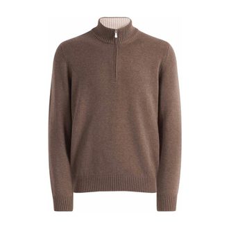 Gran Sasso Half Zip Gebreide Trui - Heren - Truien - Bruin - Maat: XL Wol