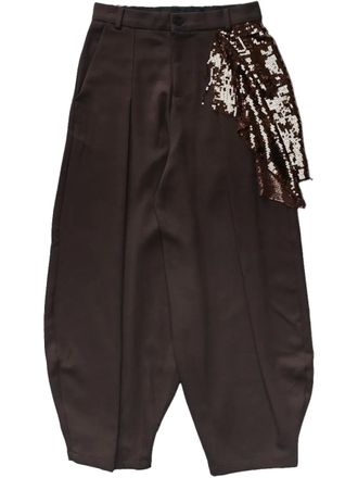 Edward Cuming Kickout Brown gedrapeerde broek - Bruin