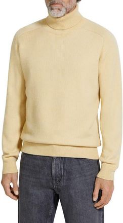 Ermenegildo Zegna Cashmere Rib Turtleneck Sweater in Pastel Yellow Multimelange at Nordstrom, Size 44 Us