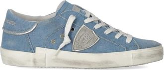 Philippe Model Denim Bluette Lage Sneaker met Logo - Dames - Sneakers - Blauw - 36 EU - Denim - Schoenen