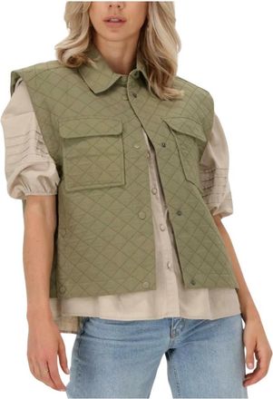 Levete Room Sarah 1 Shirt Gilet - Dames - Bodywarmers - Groen - M - Katoen - Jassen