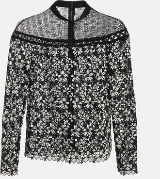 Self Portrait Black/white Floral Lace Blouse