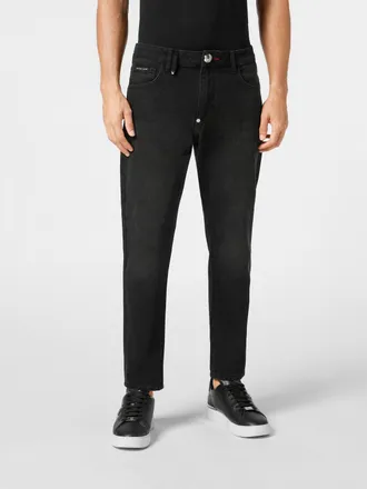 Philipp Plein Jeans Detroit slim fit a vita media in denim di cotone