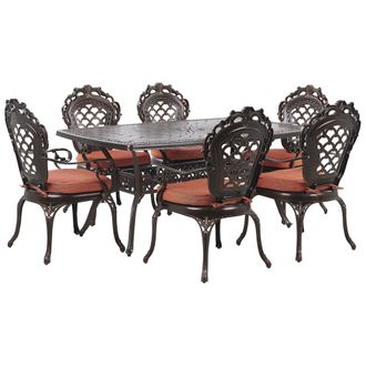 Beliani Conjunto De Comedor De Jard&iacute;n Marr&oacute;n De Aluminio Mesa Con 6 Sillas Estilo Vintage Lizzano