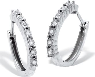 Palm Beach Jewelry 05 TCW Sterling Silver Diamond Hoop Earrings (1/2 inch)