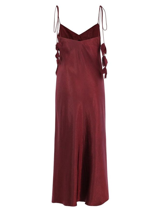 Floral Polyester Dress - Burgundy