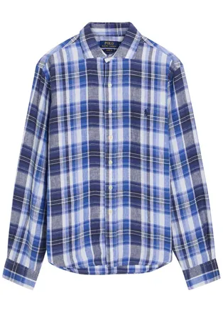 Polo Ralph Lauren Plaid Linen Shirt - Navy - XL