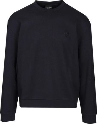 Giorgio Armani Sweatshirt met ronde hals van katoen en kasjmier - Heren - Sweatshirts - Blauw - XL - Katoen - Hoodies & sweatvesten
